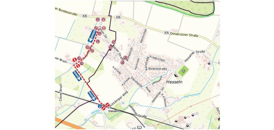 Einbahnstraßenregelung Oldtimer Treff 2026 für Clever Straße und Clever Bruch in Halle-Hesseln
